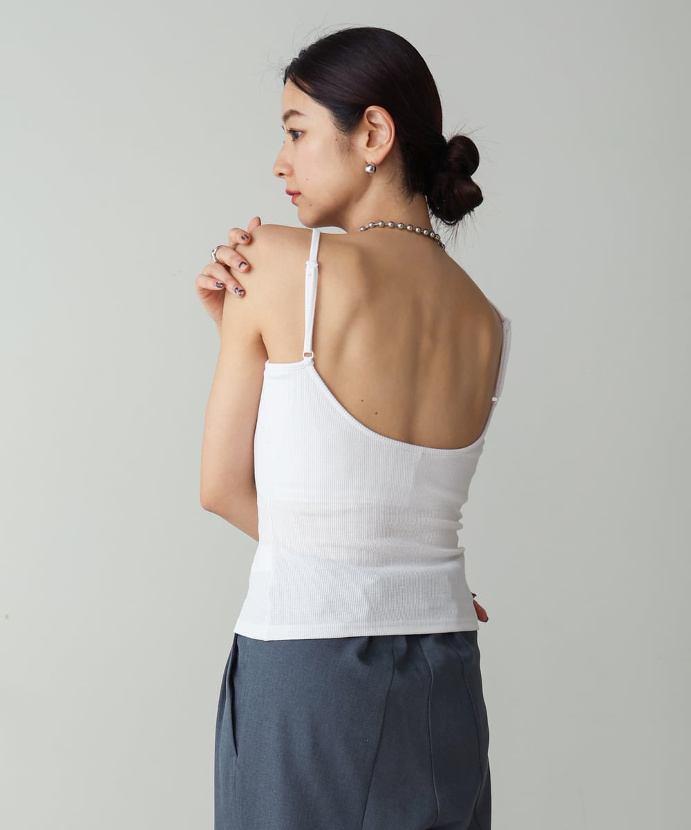 CUT RIB BACK OPEN CAMI WITH CUP(カットリブカップツキバックオープンキャミ)