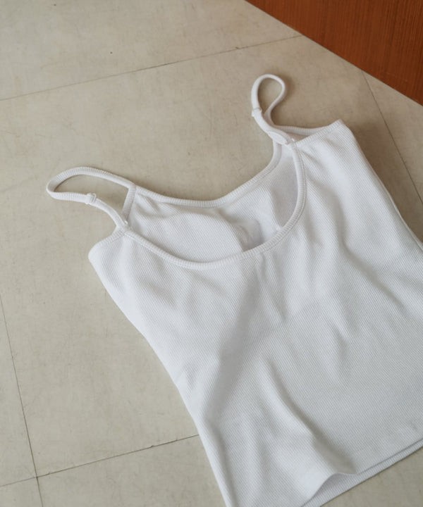 CUT RIB BACK OPEN CAMI WITH CUP(カットリブカップツキバックオープンキャミ)