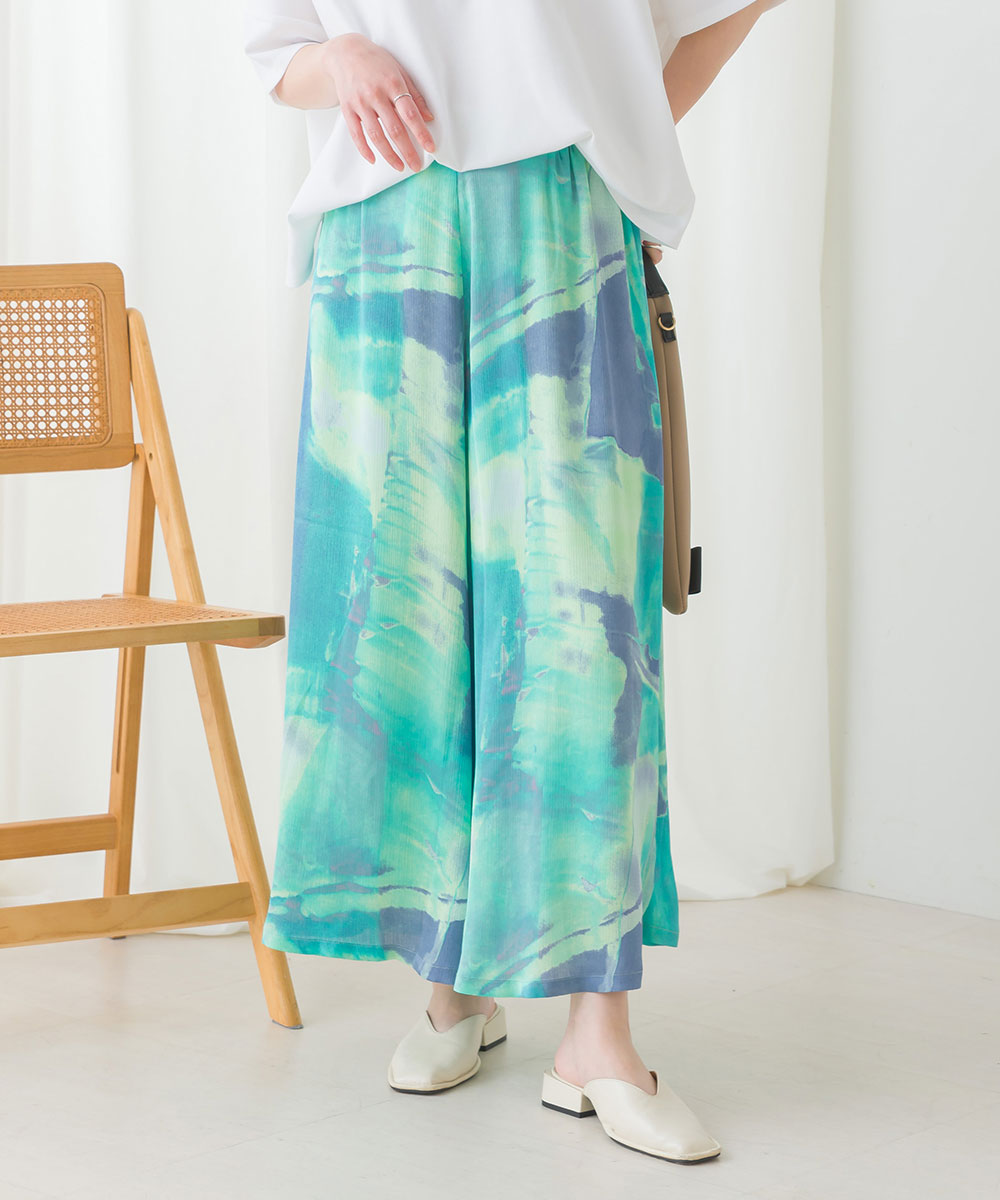 ぼかし柄フレアスカンツ