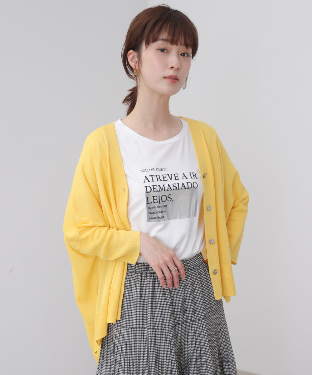 箔ロゴプリント五分袖Tシャツ