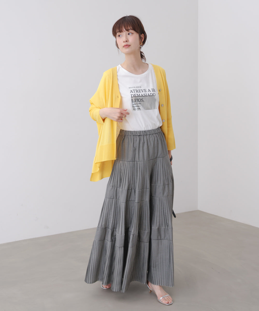 箔ロゴプリント五分袖Tシャツ