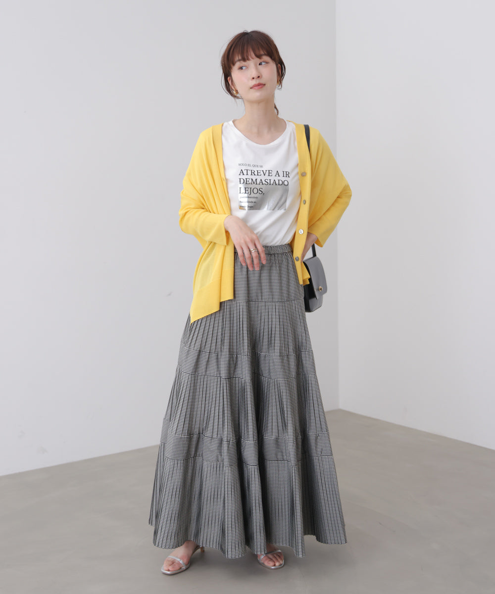 箔ロゴプリント五分袖Tシャツ