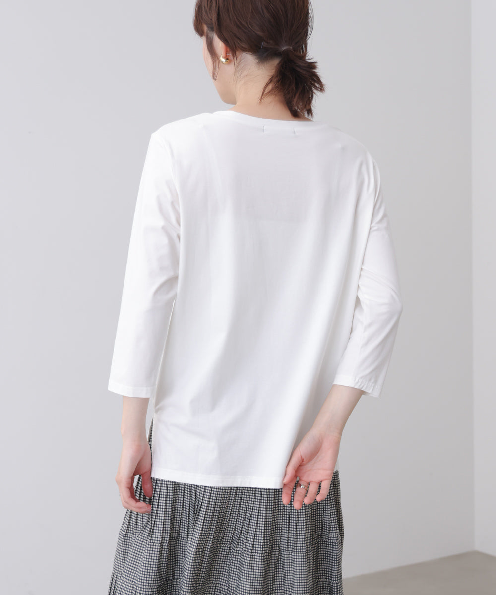 箔ロゴプリント五分袖Tシャツ