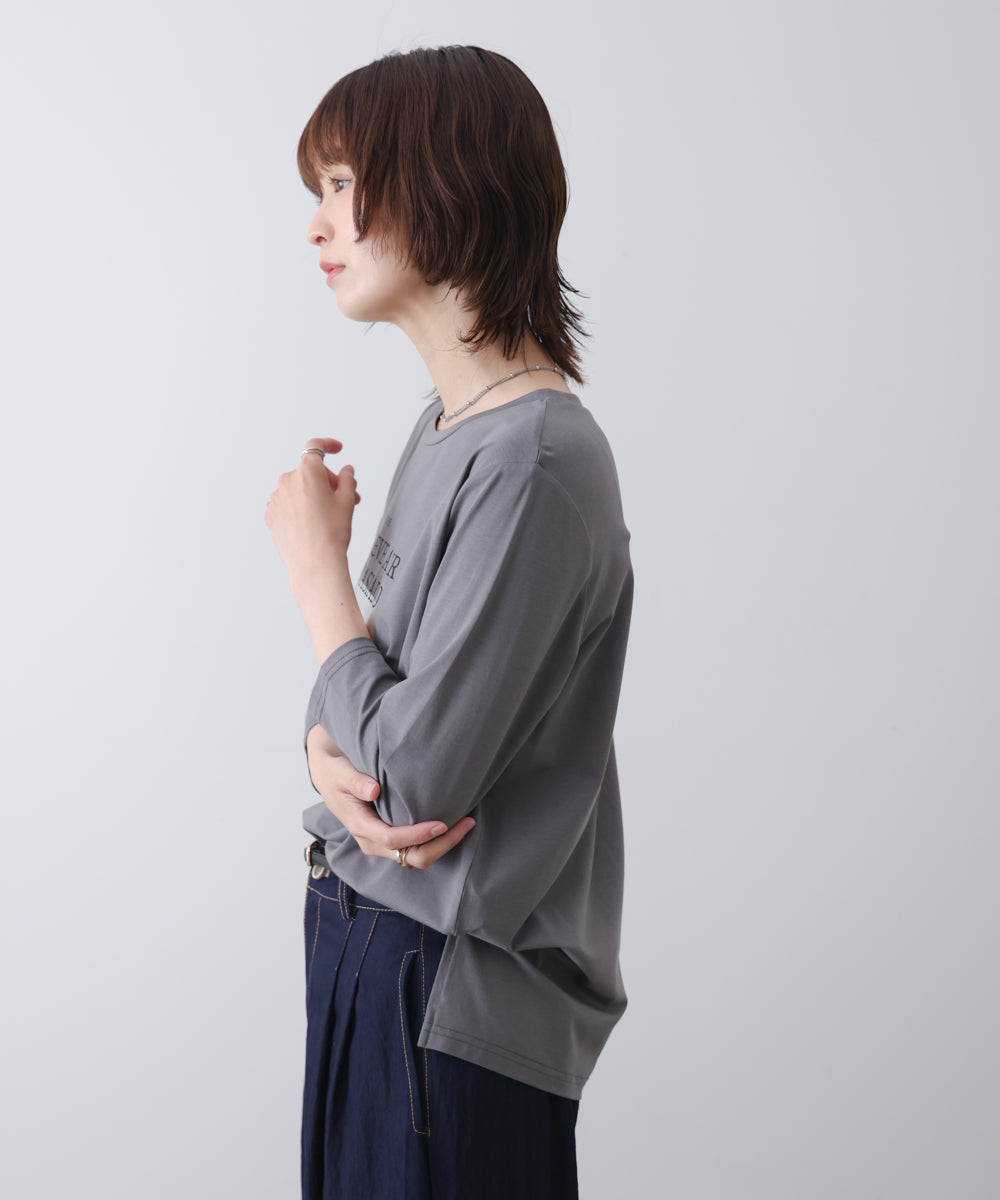 箔ロゴプリント五分袖Tシャツ