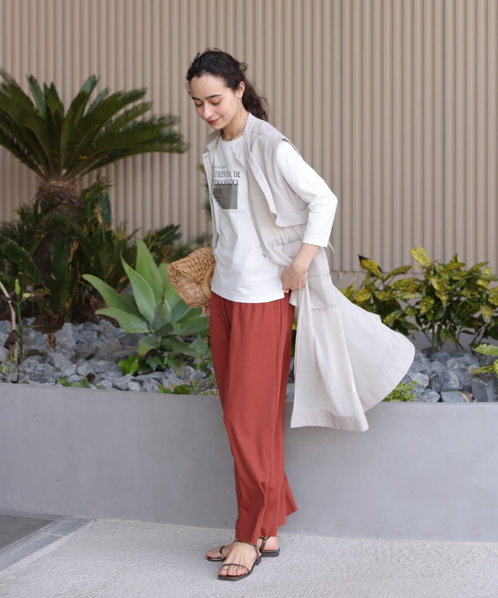 箔ロゴプリント五分袖Tシャツ