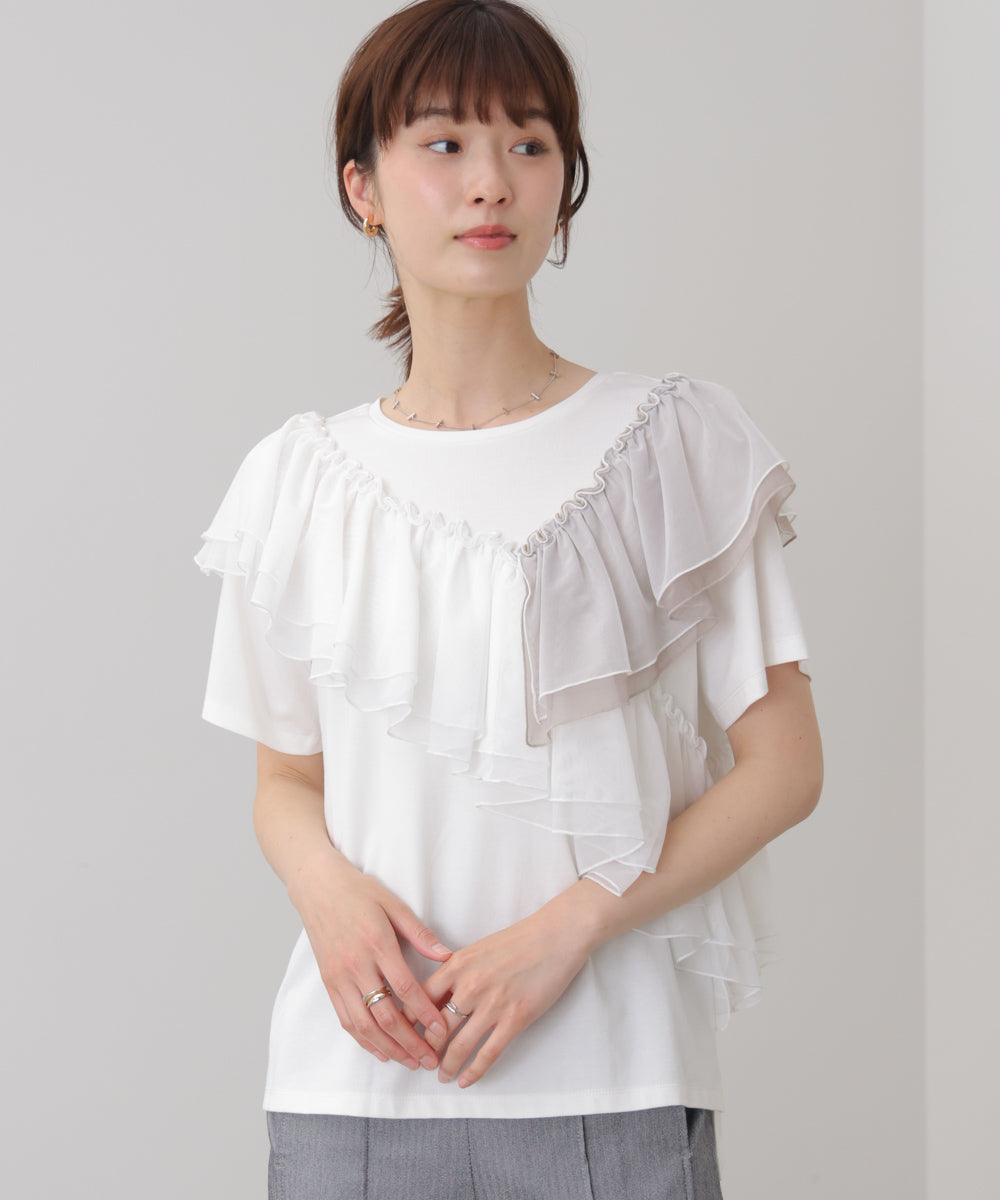 半袖フリルカットソー