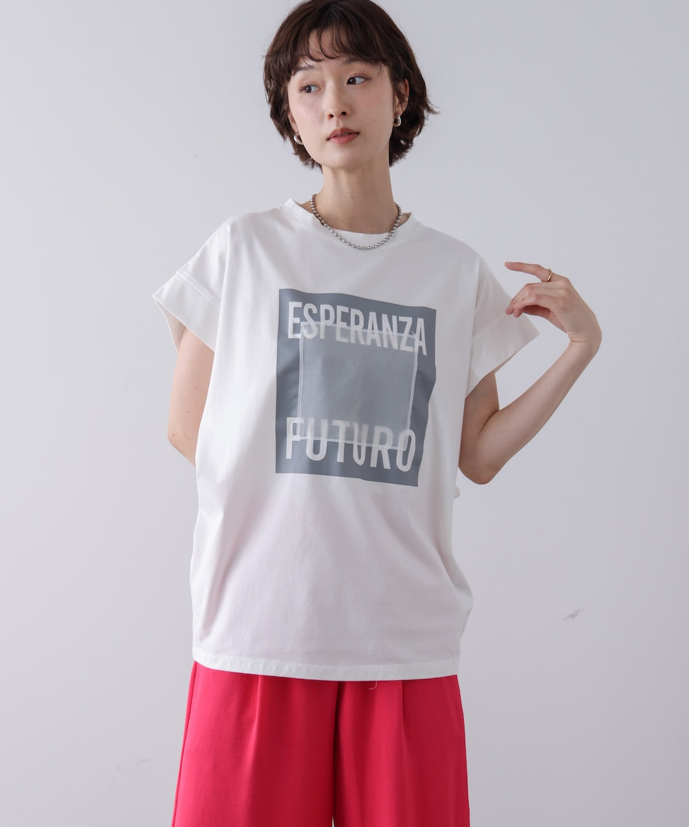 メタリックプリントTシャツ