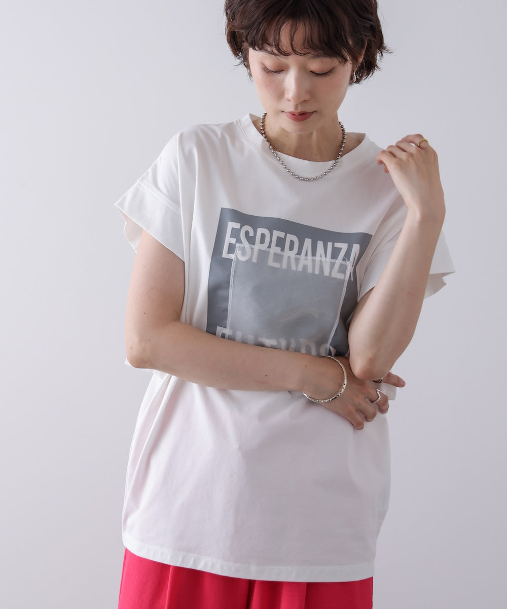 メタリックプリントTシャツ