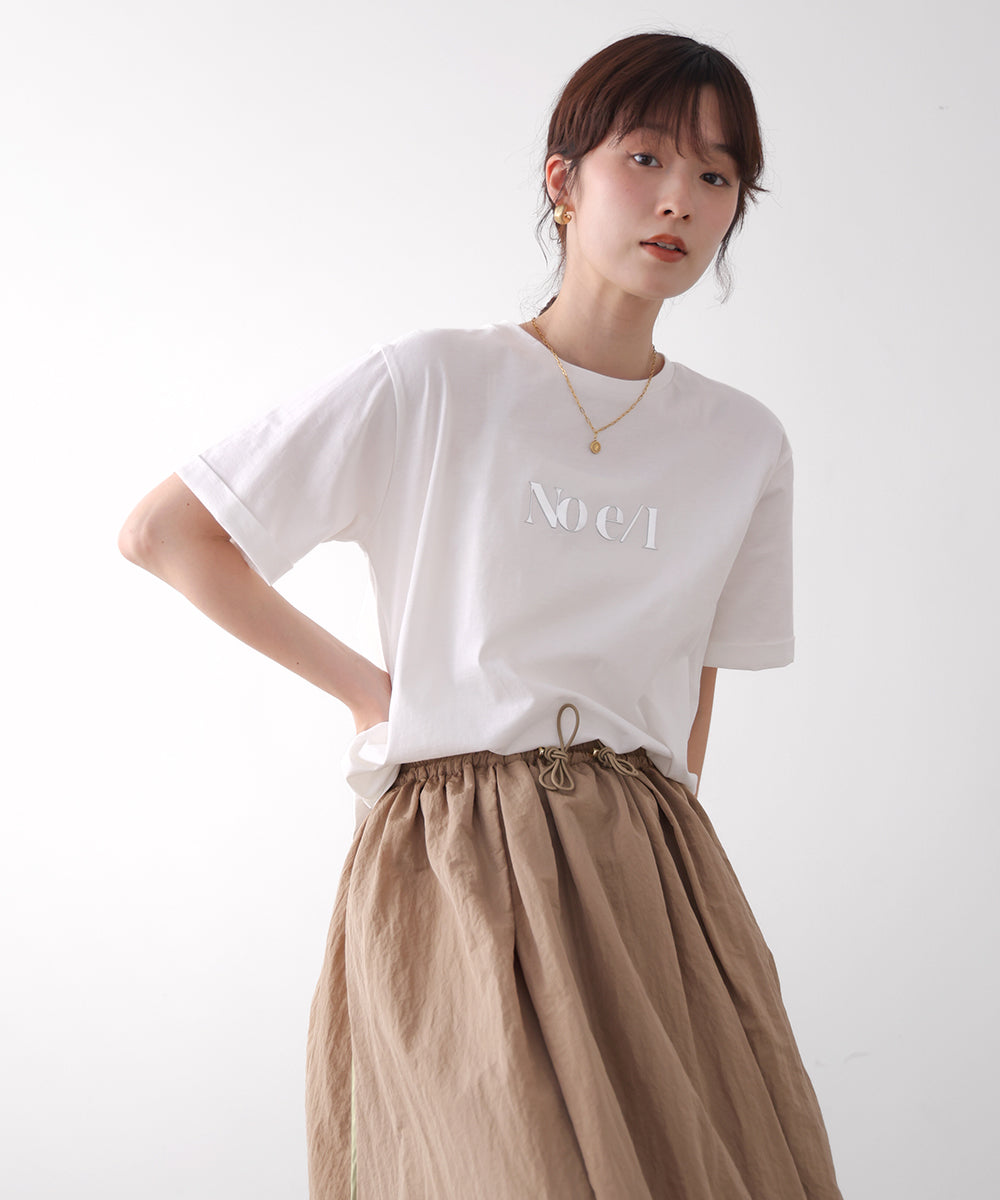 消耗加工綿天竺メタルロゴプリントTee
