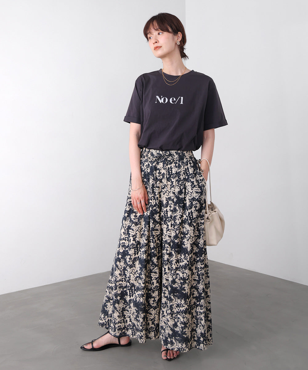 消耗加工綿天竺メタルロゴプリントTee