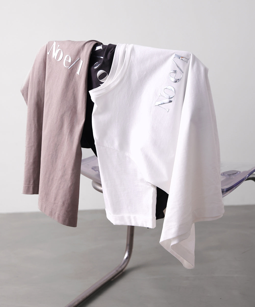 消耗加工綿天竺メタルロゴプリントTee