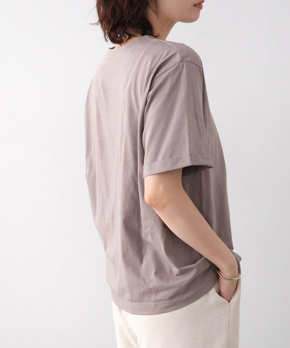 消耗加工綿天竺メタルロゴプリントTee
