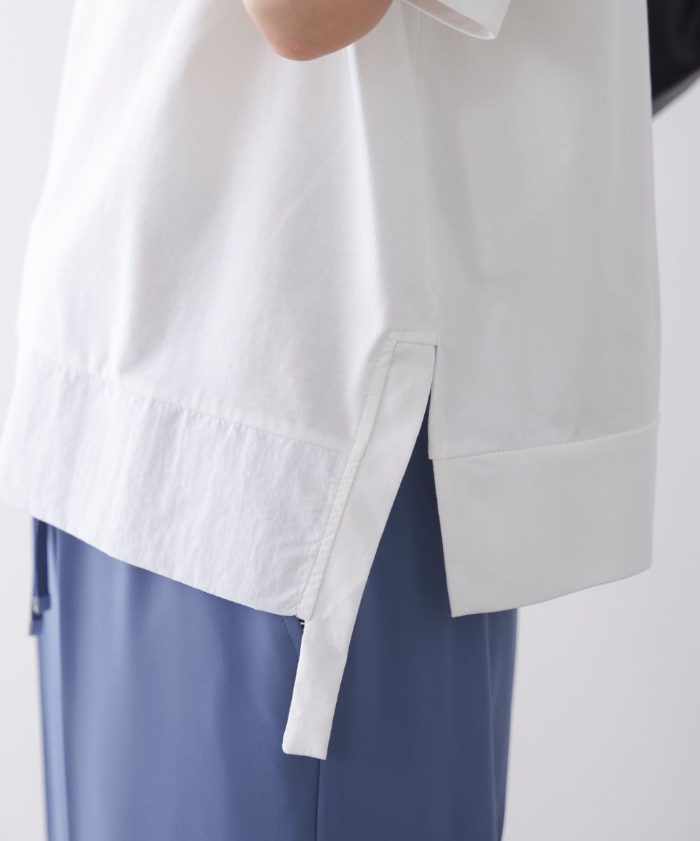 刺繍アンダーファスナーTシャツ