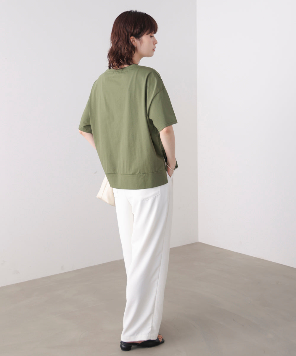 刺繍アンダーファスナーTシャツ