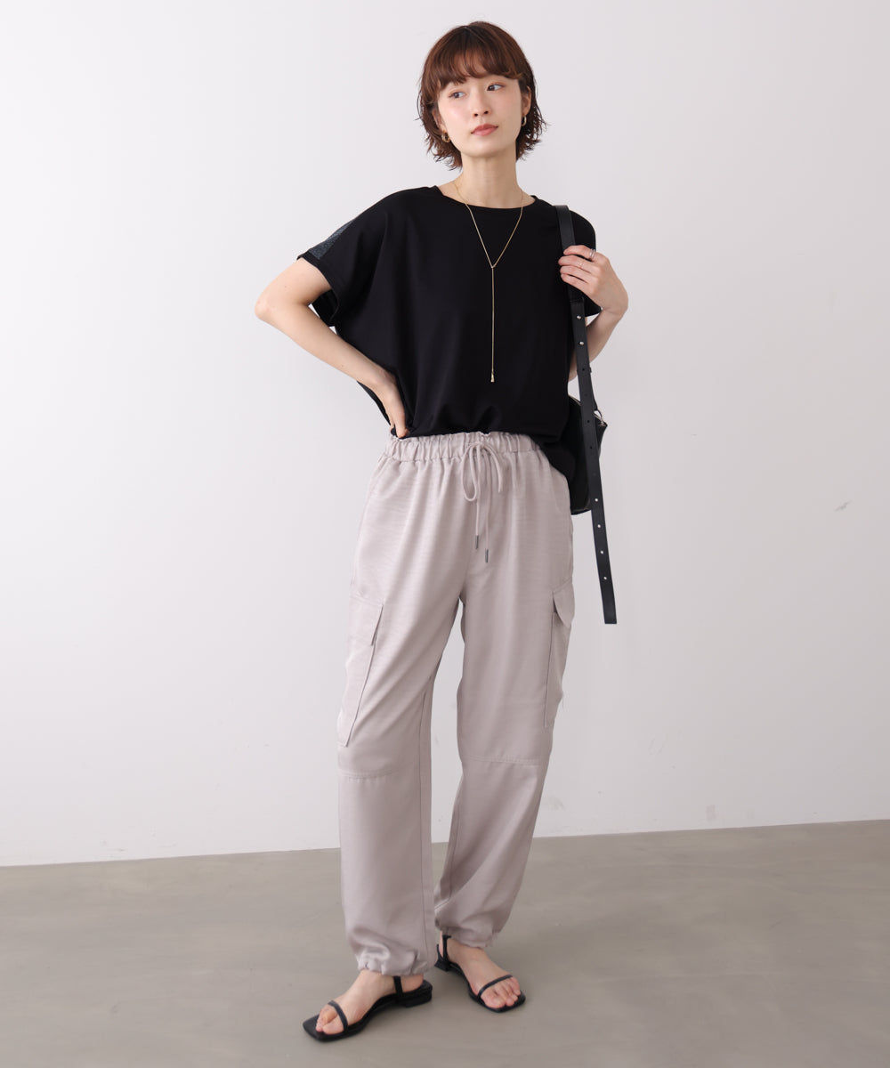 肩ラメラインTシャツ