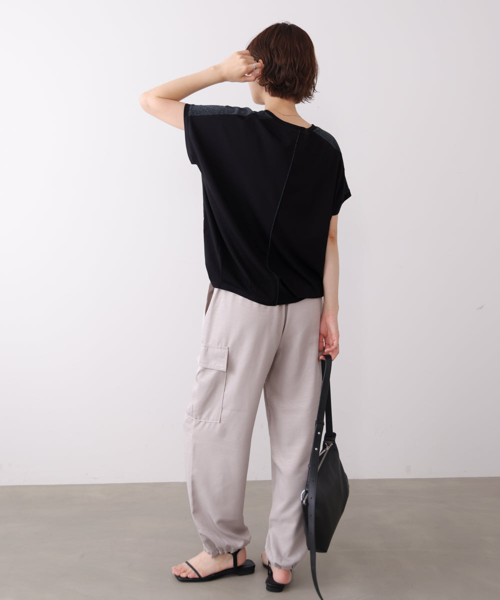 肩ラメラインTシャツ