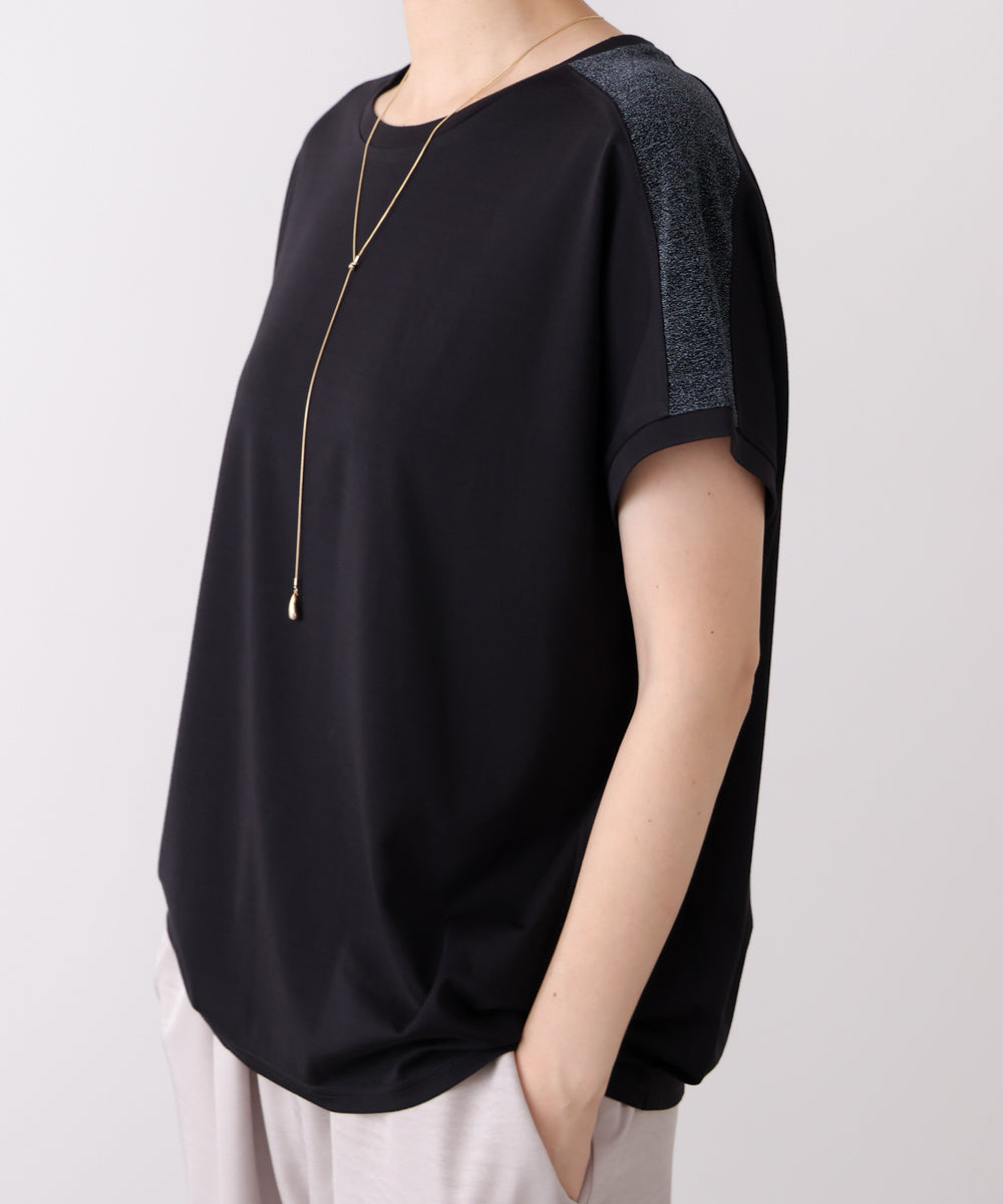肩ラメラインTシャツ