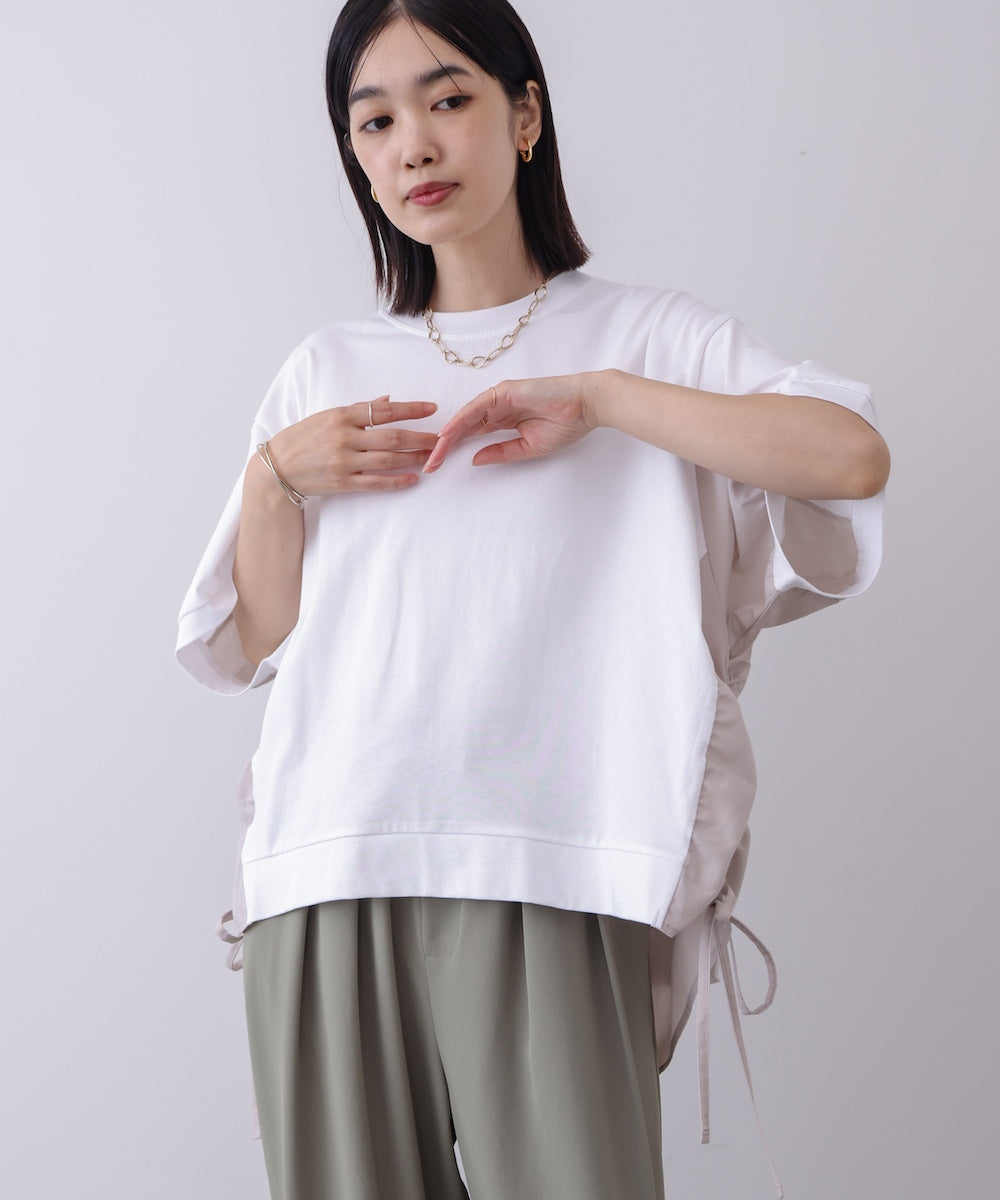 異素材コンビギャザープルオーバー