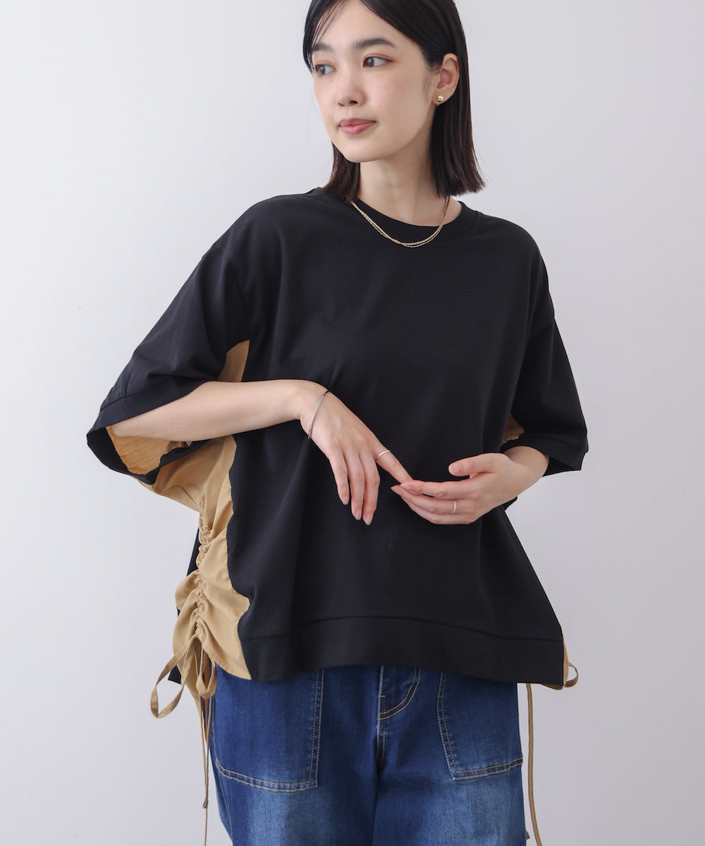 異素材コンビギャザープルオーバー
