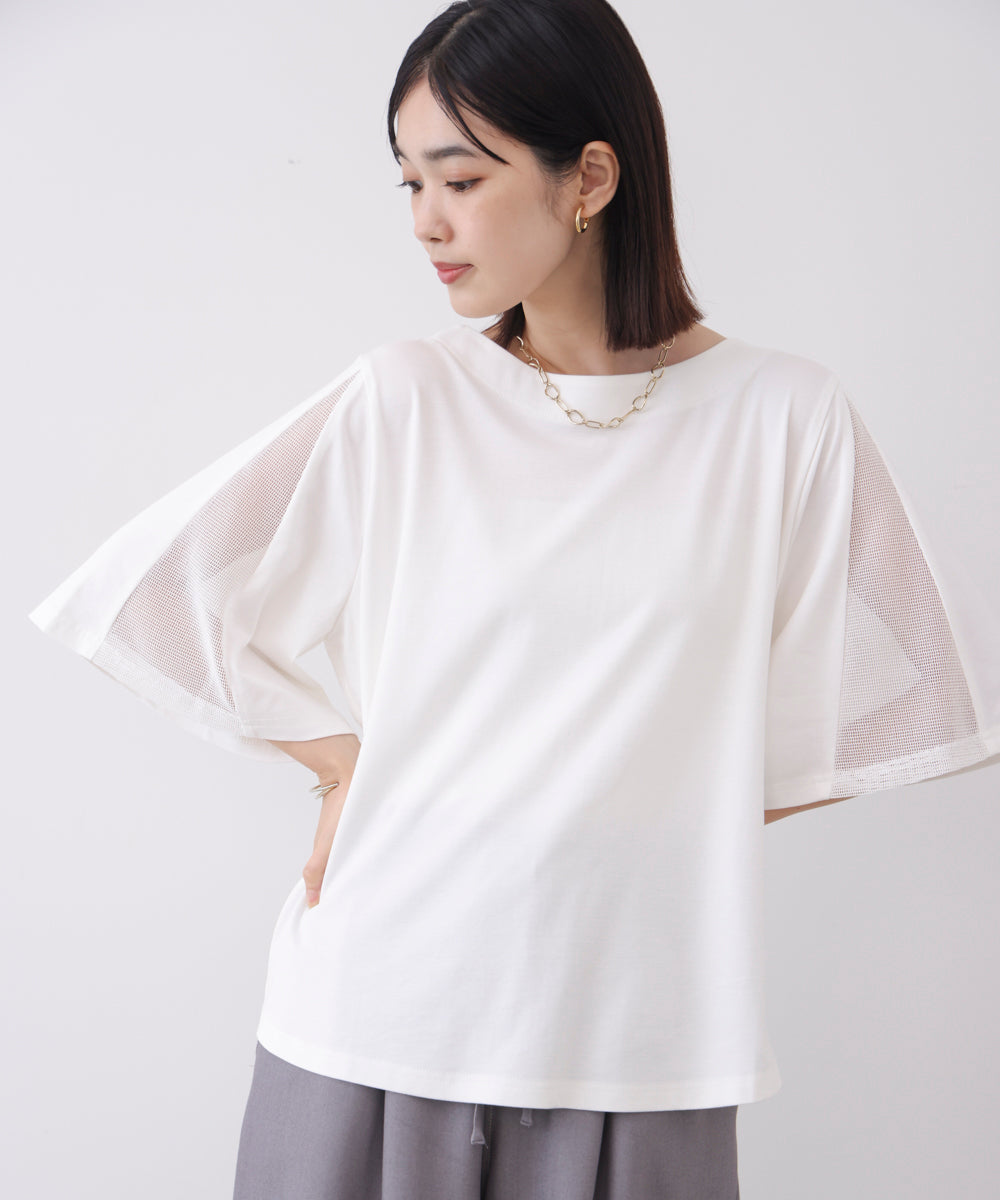 メッシュ切替カットソー