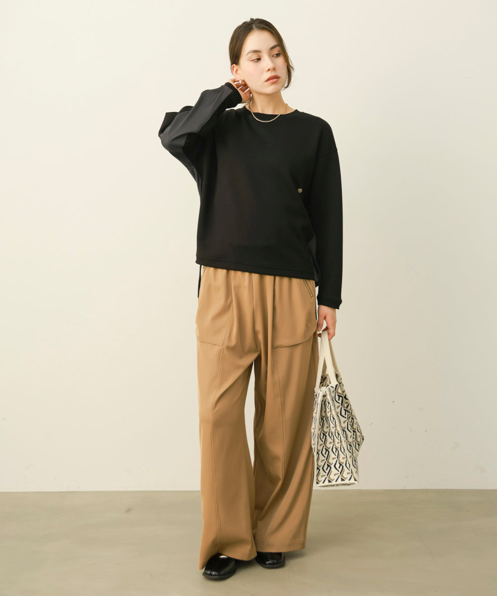 パウンドストレッチバック異素材プルオーバー