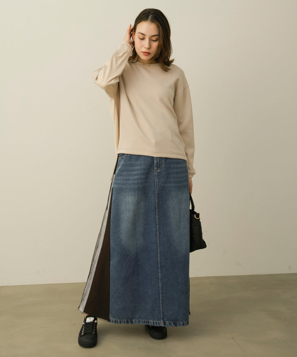 パウンドストレッチバック異素材プルオーバー