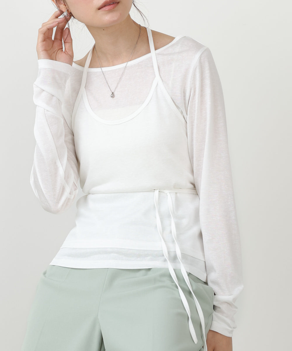 ホルターレイヤードカットソー