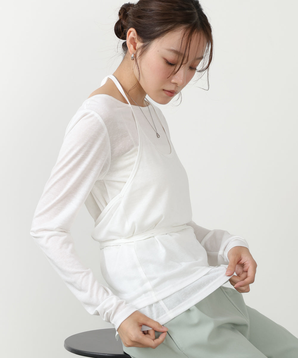 ホルターレイヤードカットソー