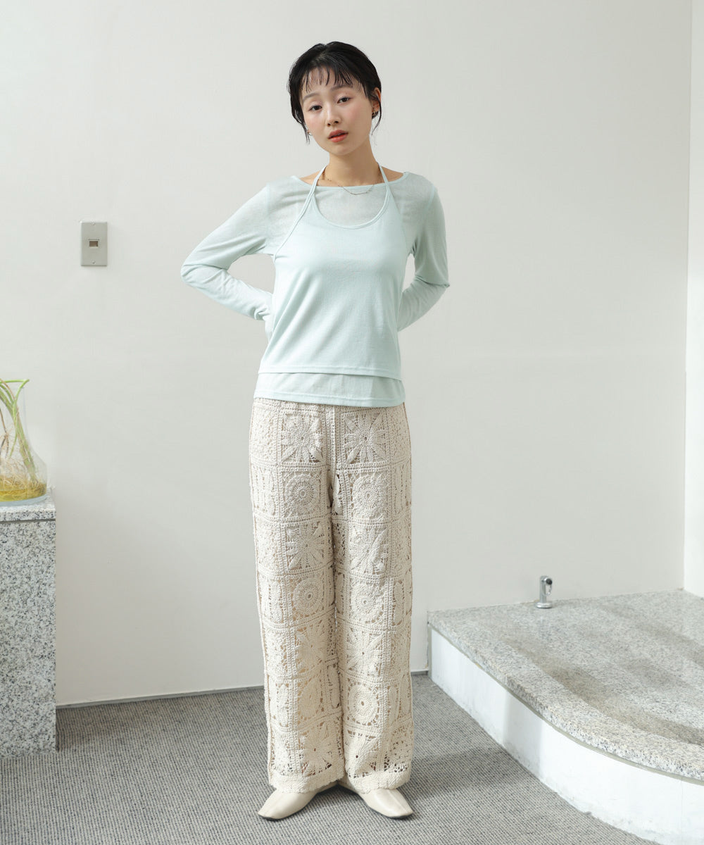 ホルターレイヤードカットソー