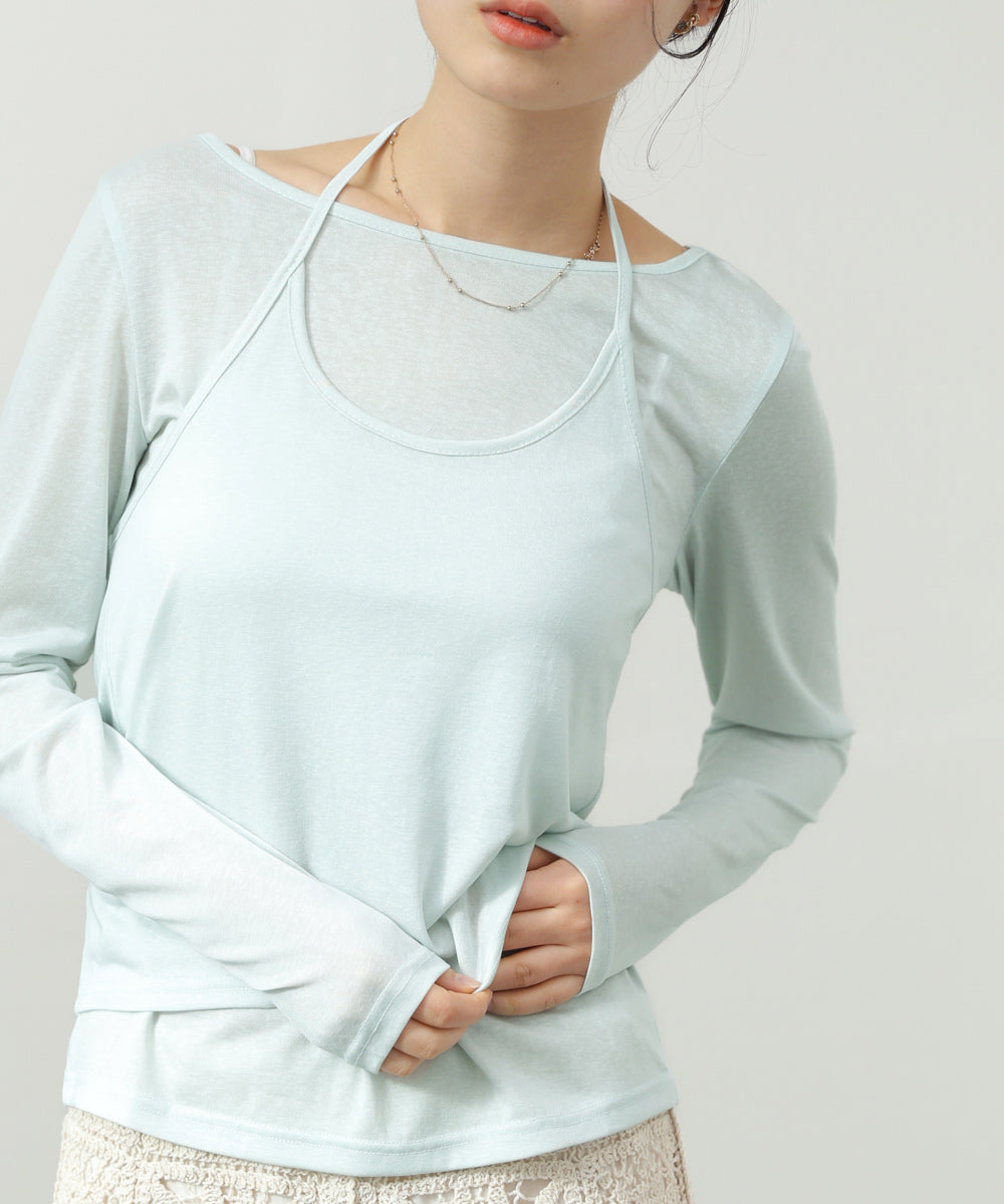 ホルターレイヤードカットソー