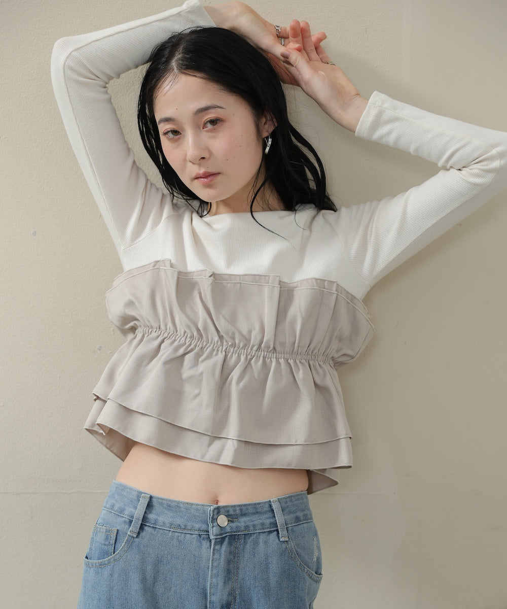 ビスチェ風レイヤードロンT