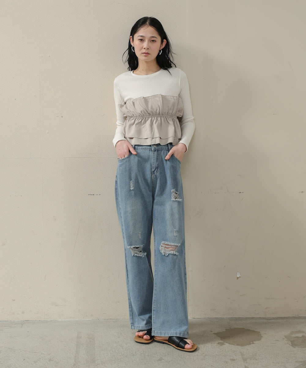 ビスチェ風レイヤードロンT