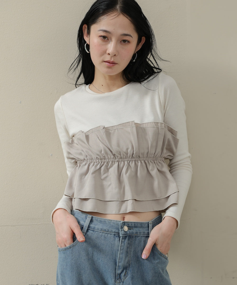 ビスチェ風レイヤードロンT