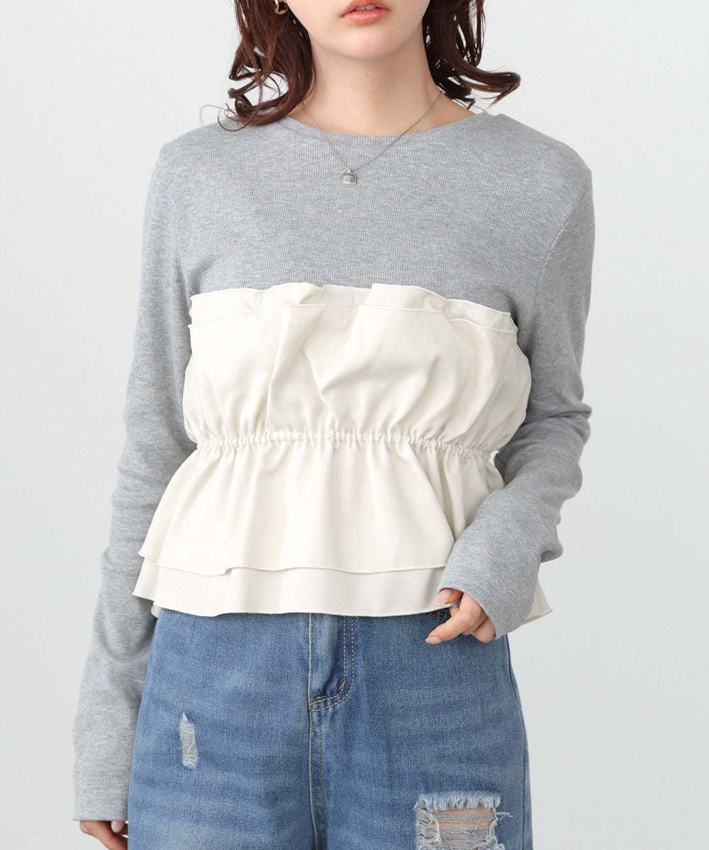 ビスチェ風レイヤードロンT