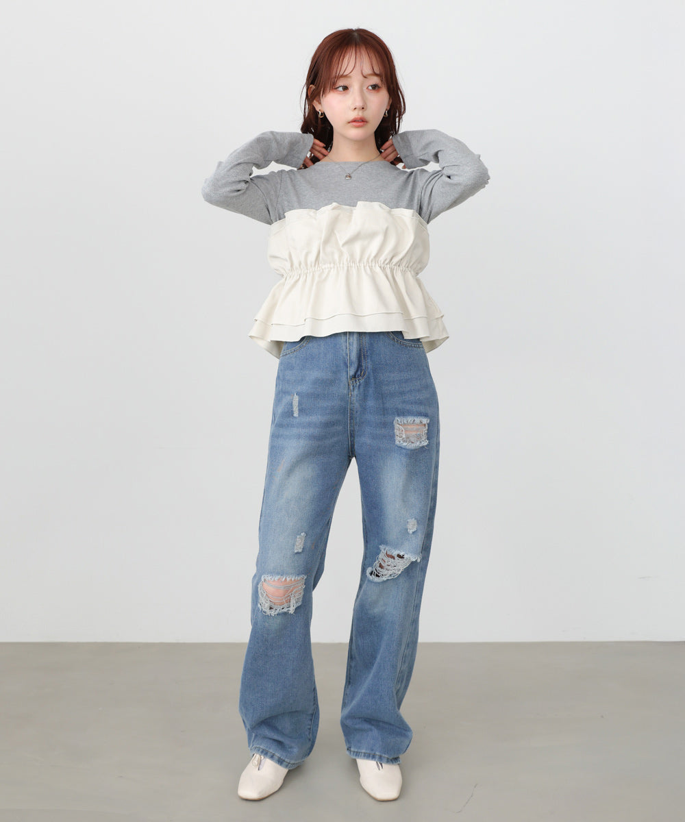 ビスチェ風レイヤードロンT