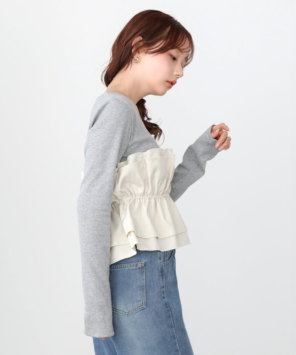 ビスチェ風レイヤードロンT