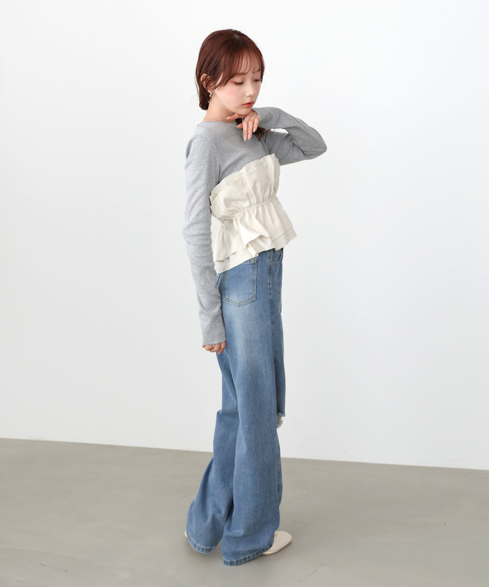 ビスチェ風レイヤードロンT