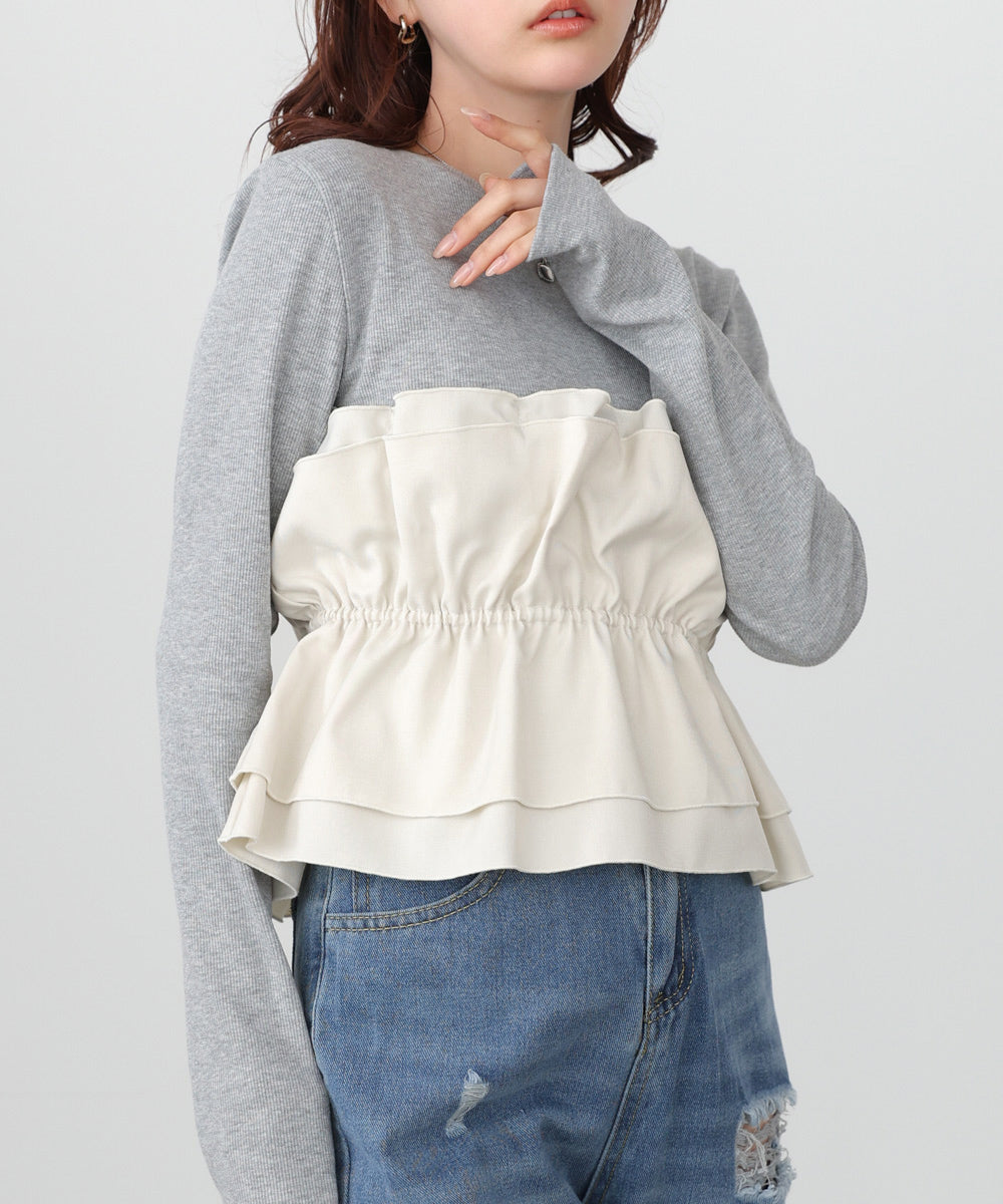 ビスチェ風レイヤードロンT