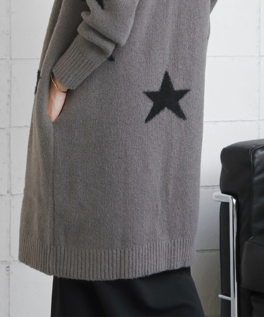 BouJeloud シャギー星ジャガードニットコーディガン
