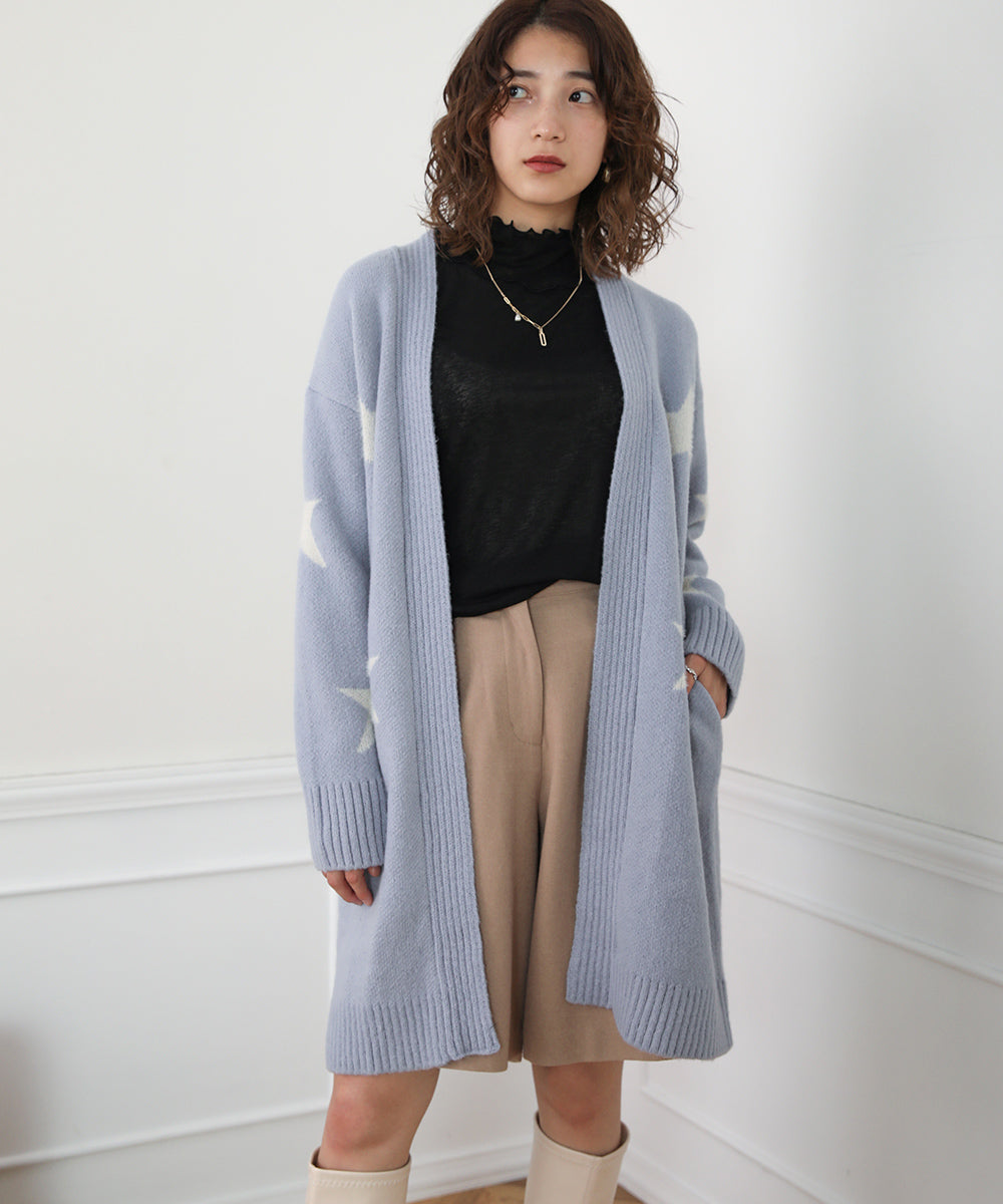 BouJeloud シャギー星ジャガードニットコーディガン