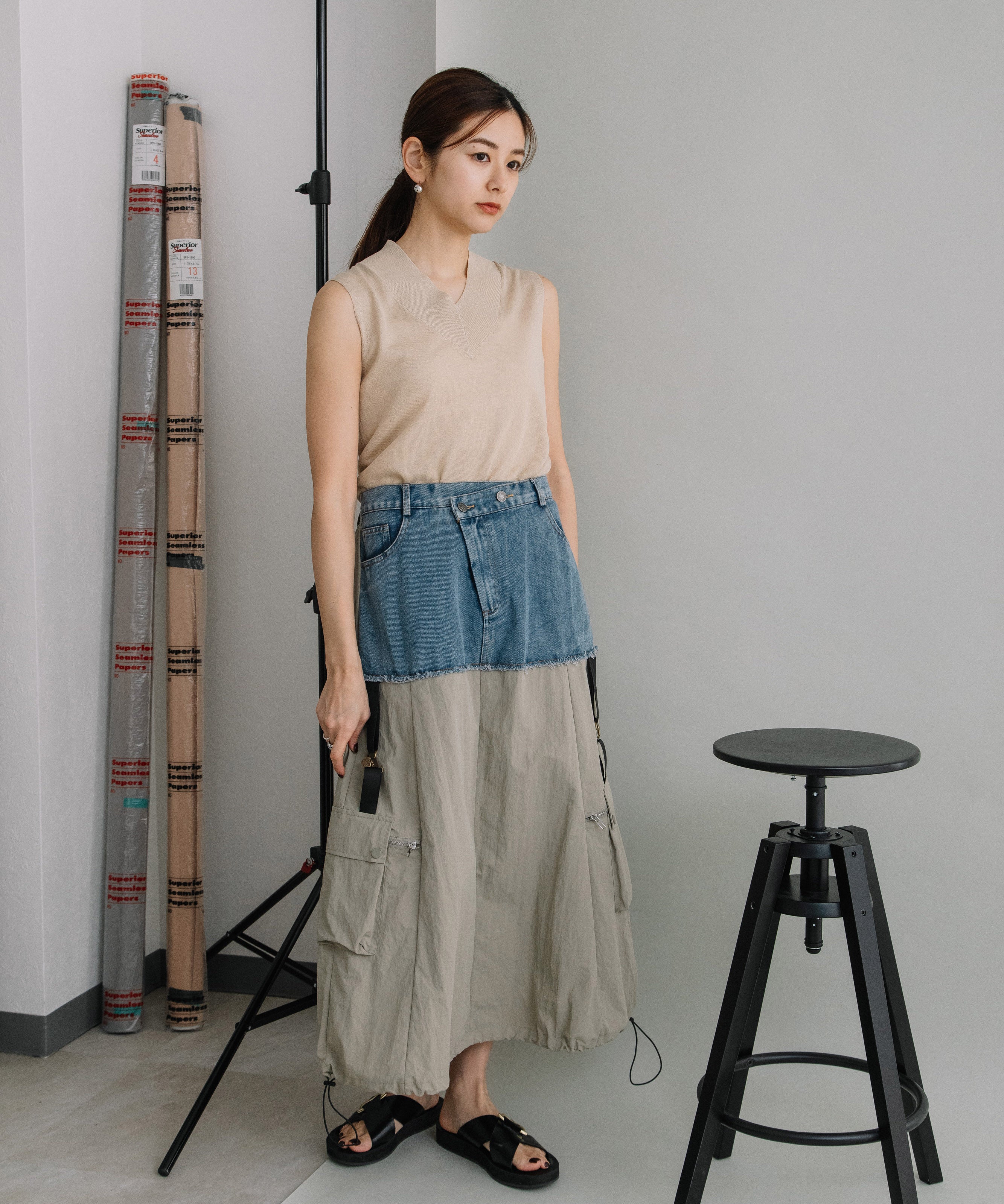 DENIM×MILITARY RM SKIRT