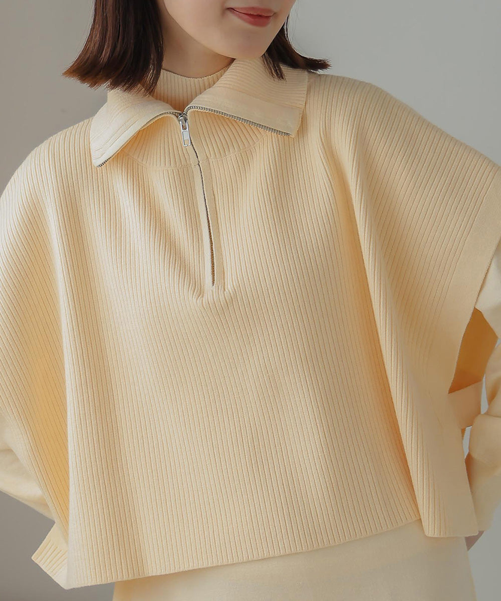 ハーフZIPトップ&ニットワンピースセット