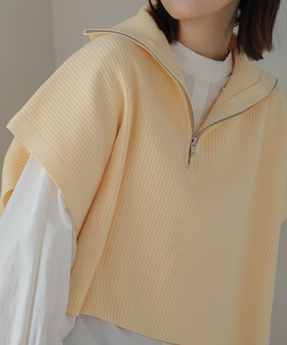 ハーフZIPトップ&ニットワンピースセット