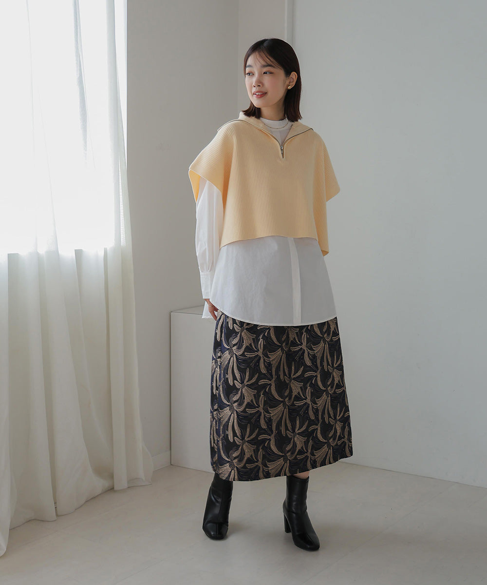 ハーフZIPトップ&ニットワンピースセット