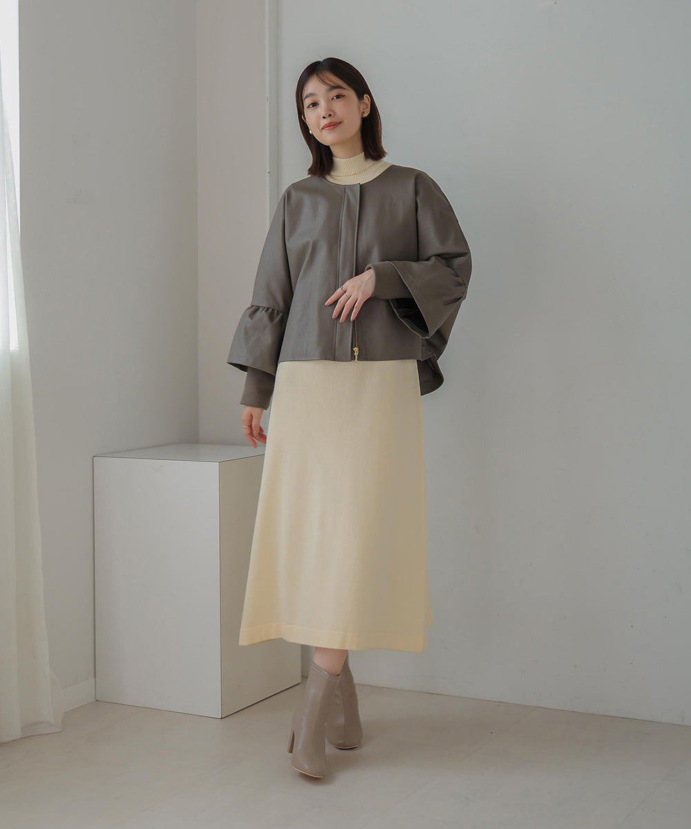 ハーフZIPトップ&ニットワンピースセット