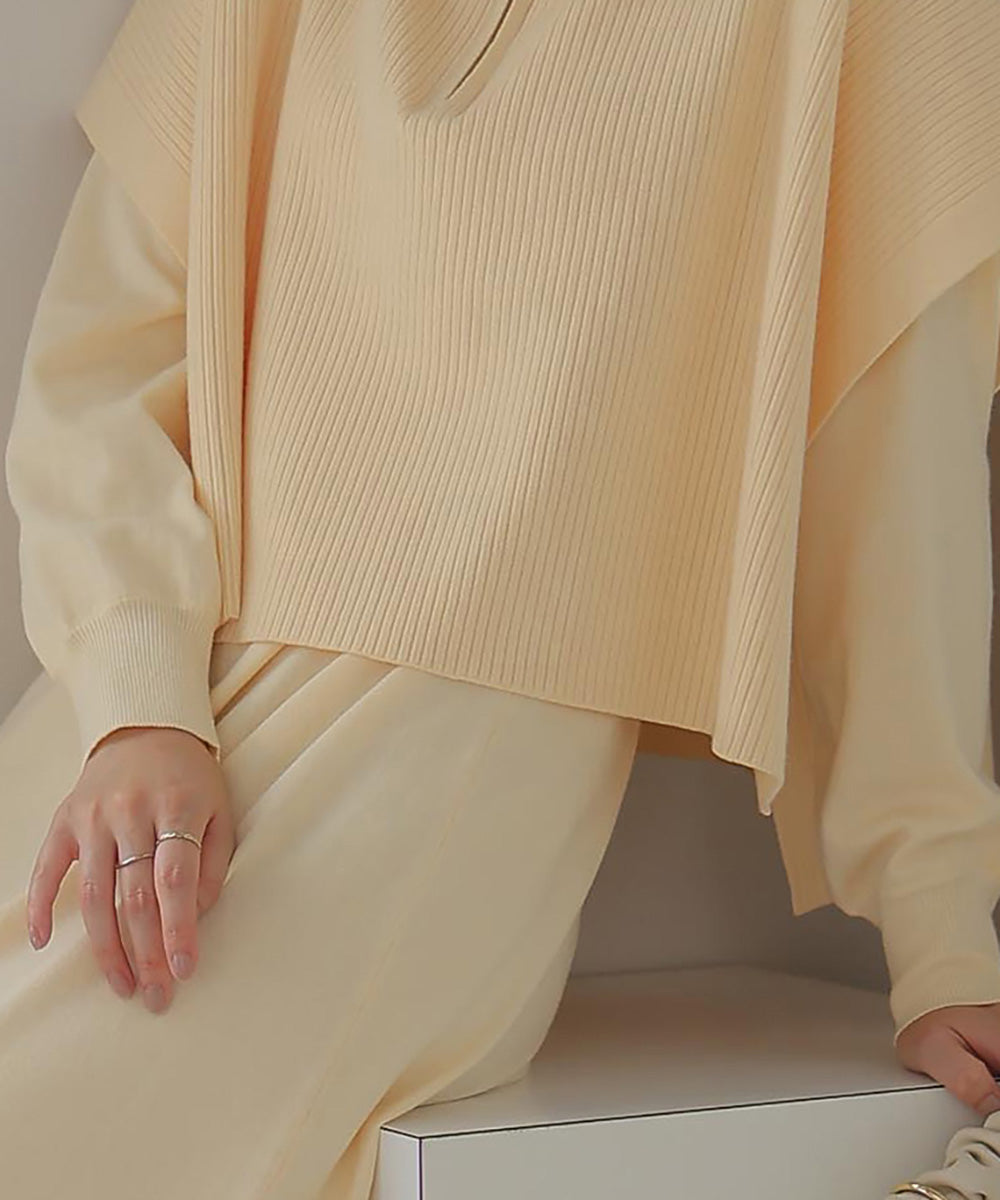 ハーフZIPトップ&ニットワンピースセット