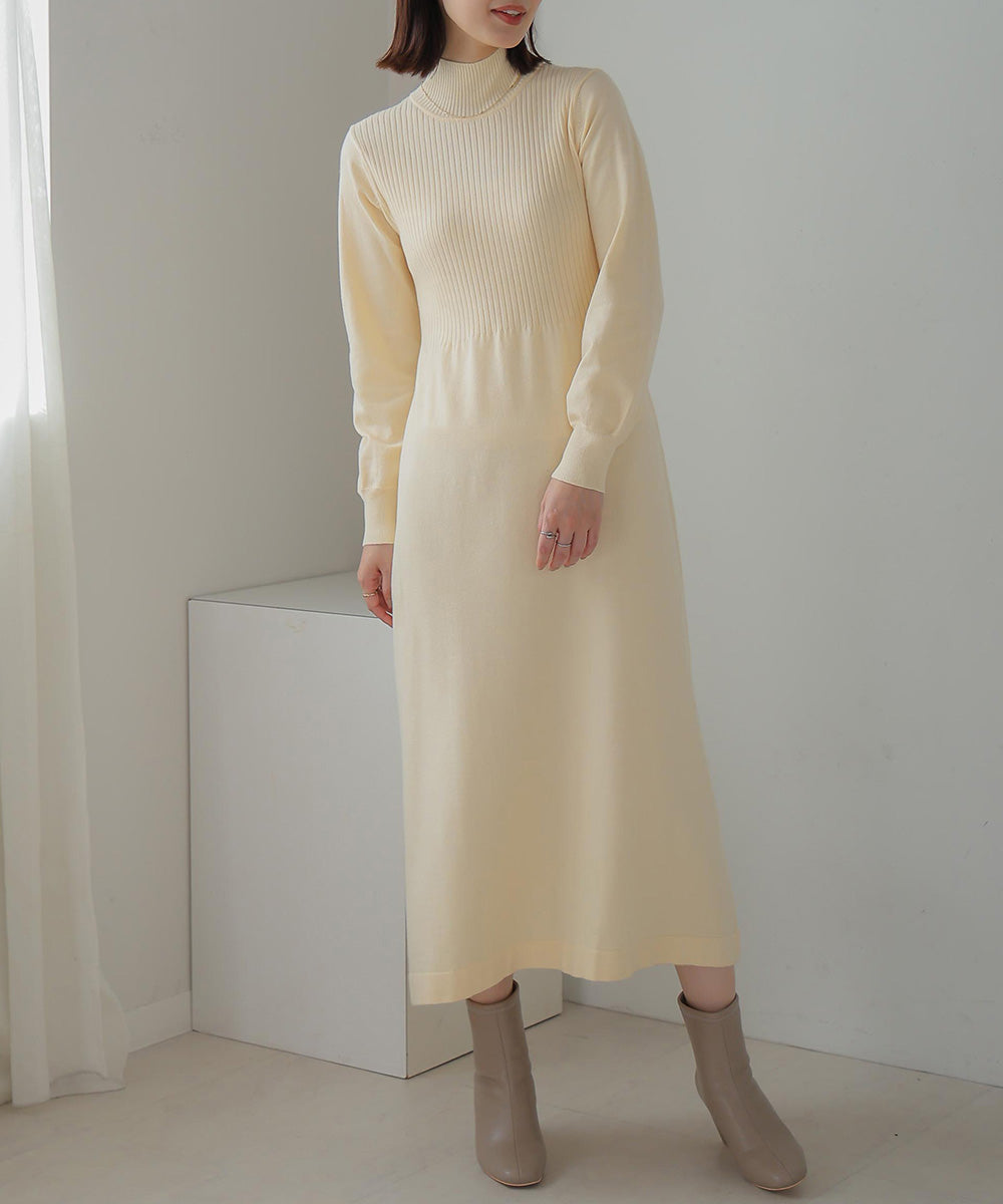 ハーフZIPトップ&ニットワンピースセット