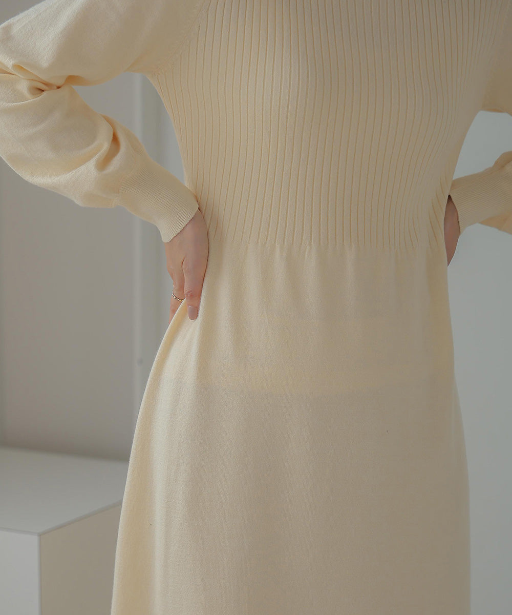 ハーフZIPトップ&ニットワンピースセット