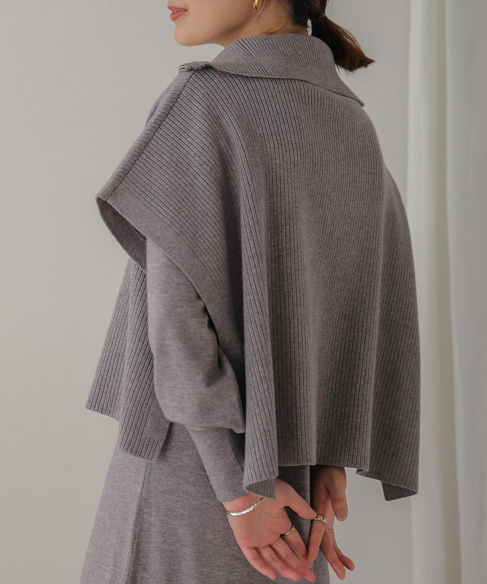 ハーフZIPトップ&ニットワンピースセット