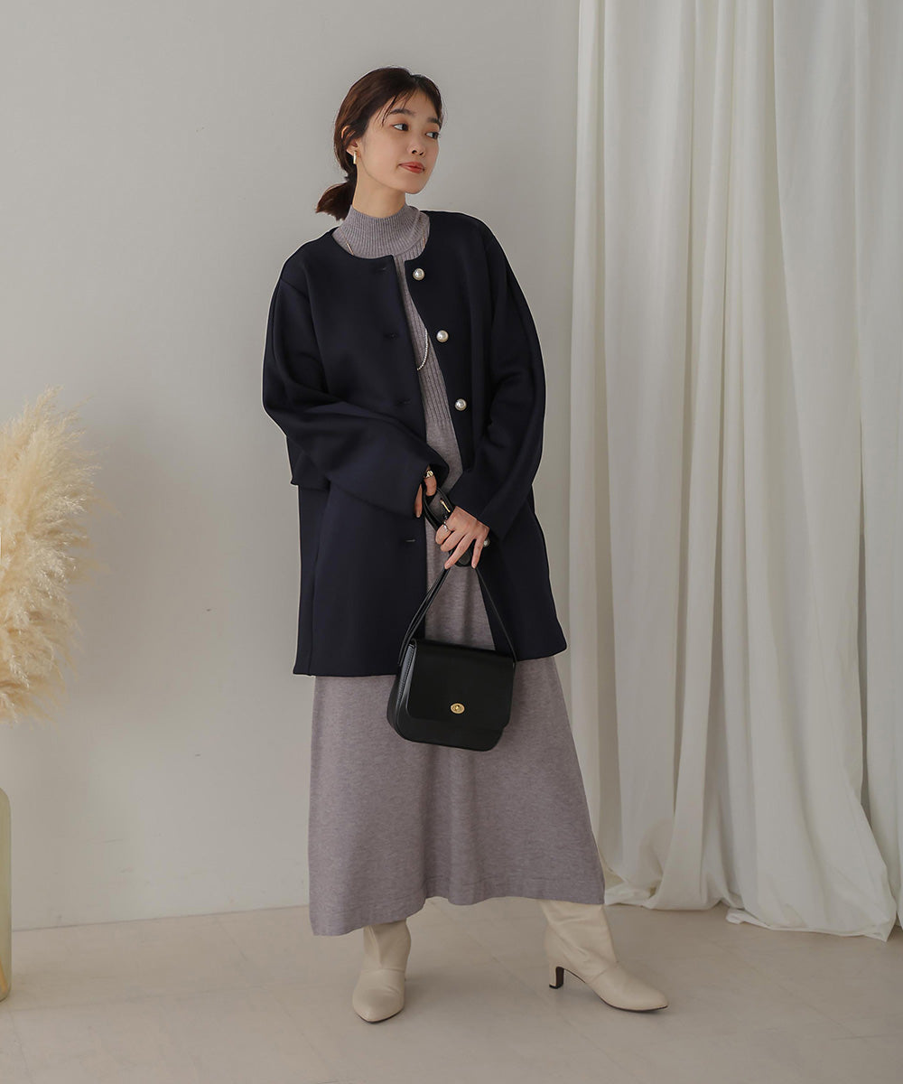 ハーフZIPトップ&ニットワンピースセット